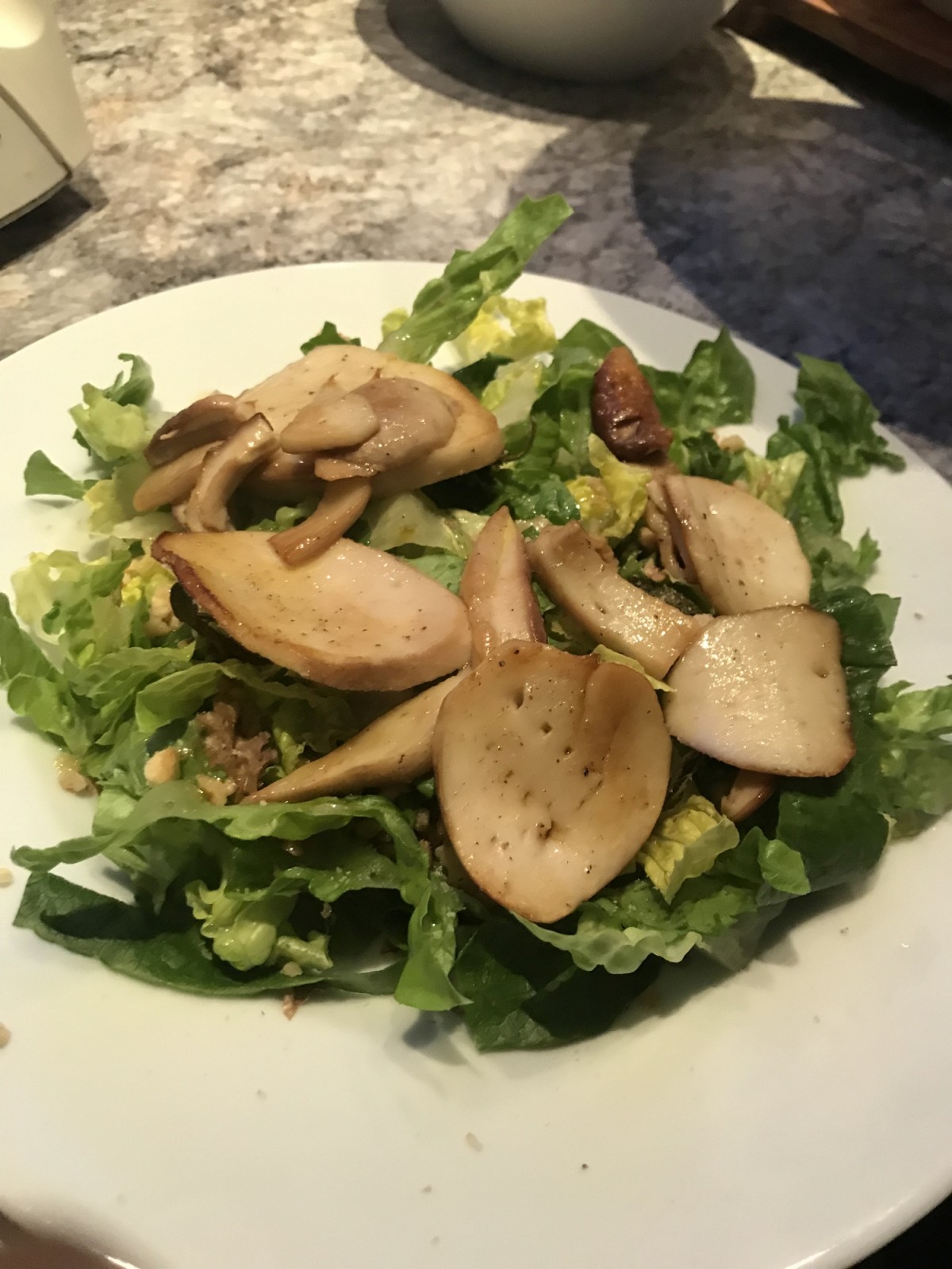 Heilfasten mit Karlheinz - Vorspeise: Steinpilze in Olivenöl, gedünstet mit Rucola und Parmesan. (Henkersmalzeit!)