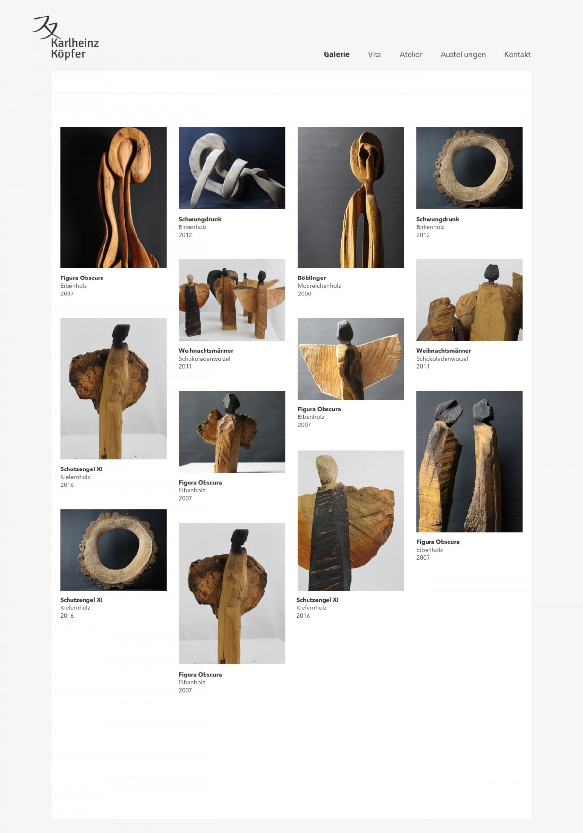 Layoutentwurf Galerie Übersicht