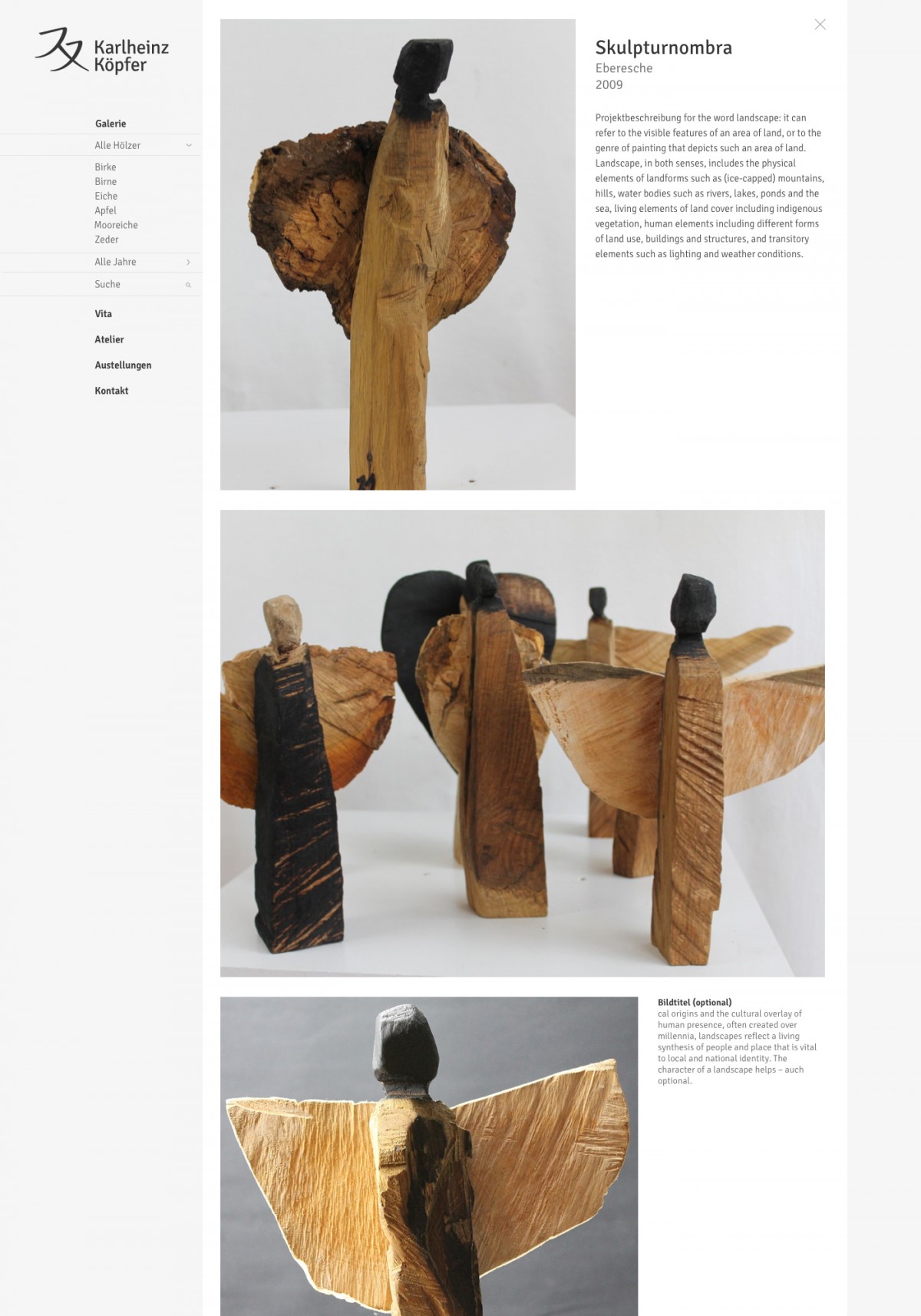 Layoutentwurf Galerie Detailseite